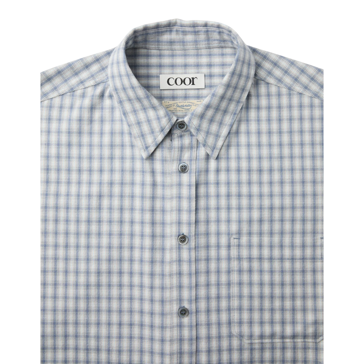 Coor - Cotton Blue Tartan Check Shirt - Light Blue Skjorte COOR 