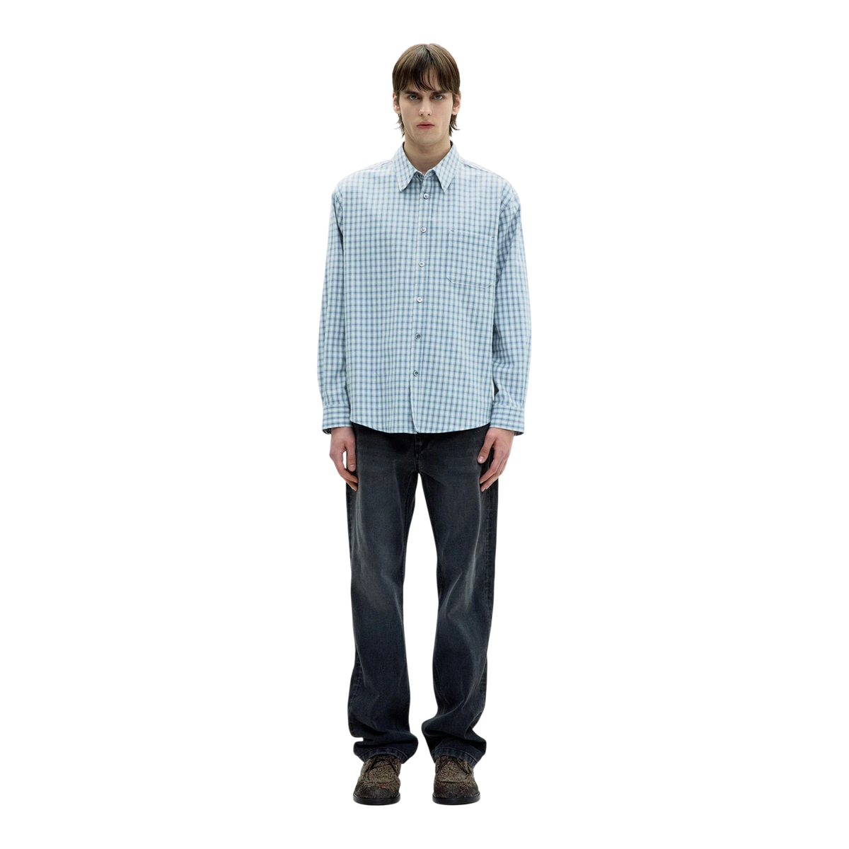 Coor - Cotton Blue Tartan Check Shirt - Light Blue Skjorte COOR 