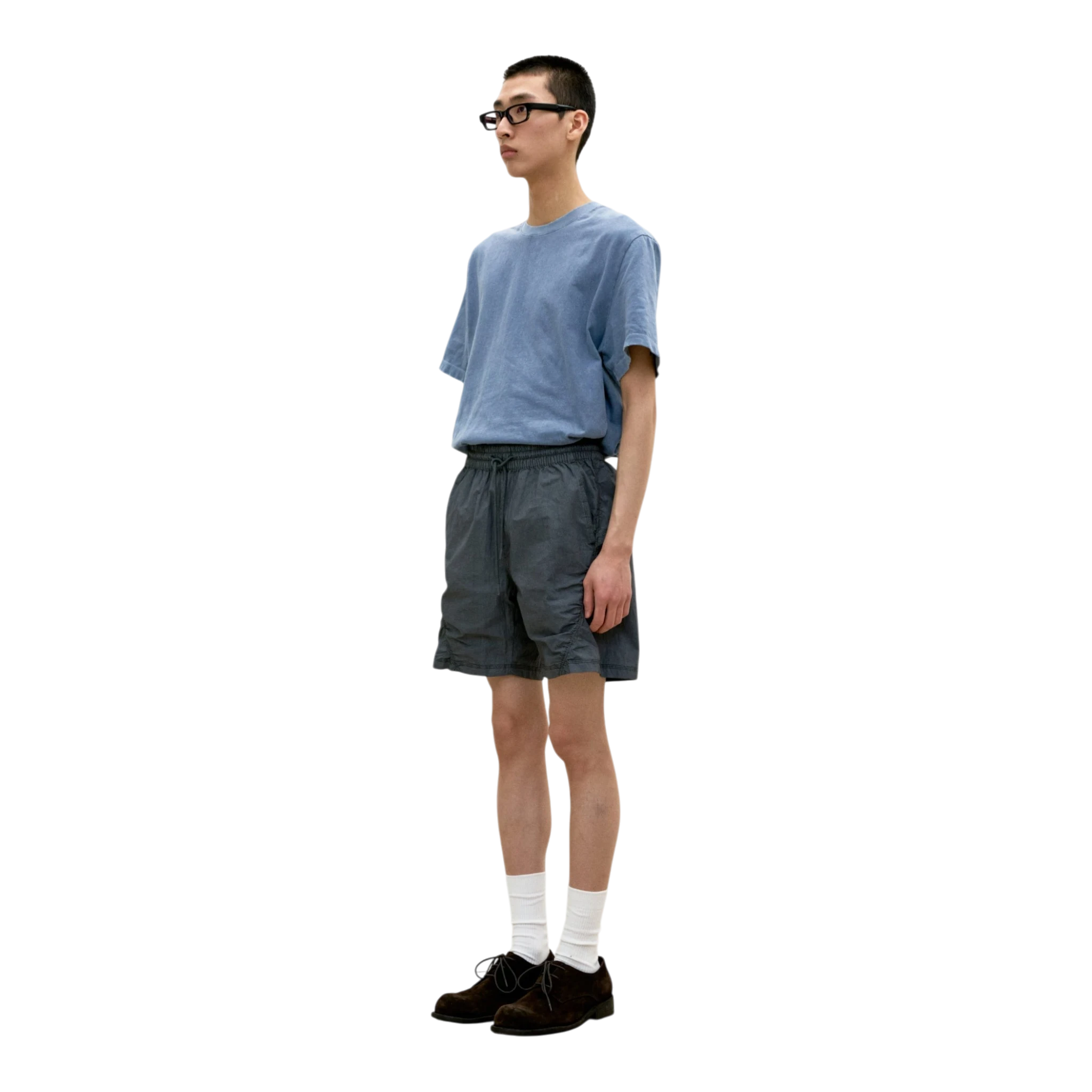 Coor Damaged Color Dyed Crop T-shirt - Washed Blue T-shirt COOR 