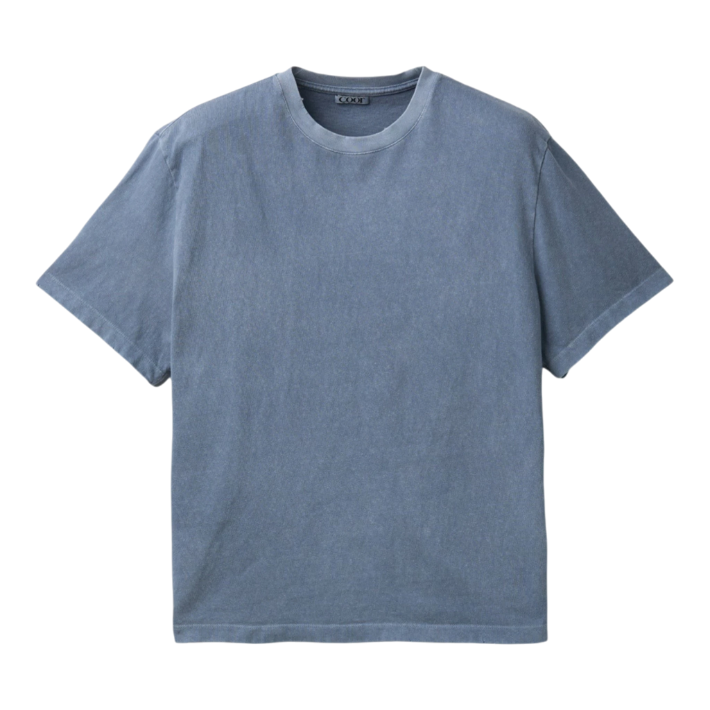 Coor Damaged Color Dyed Crop T-shirt - Washed Blue T-shirt COOR 