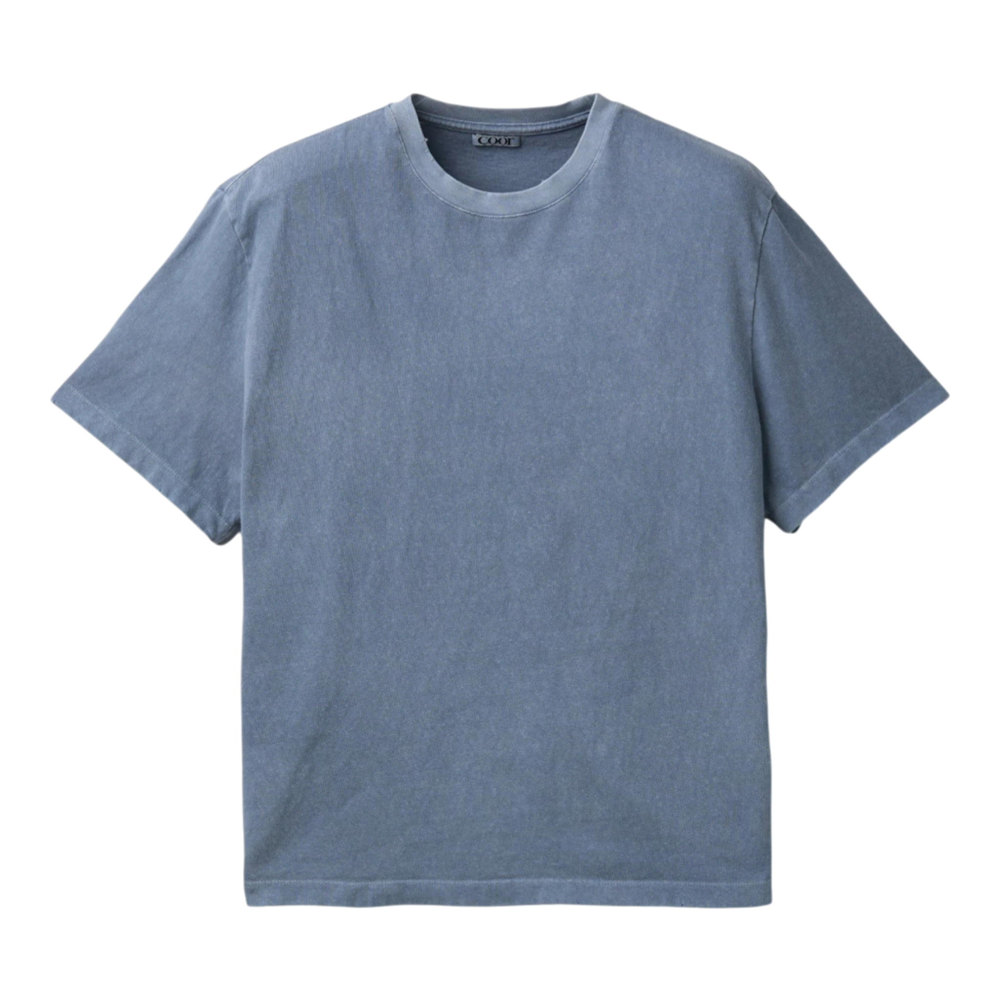 Coor Damaged Color Dyed Crop T-shirt - Washed Blue T-shirt COOR 