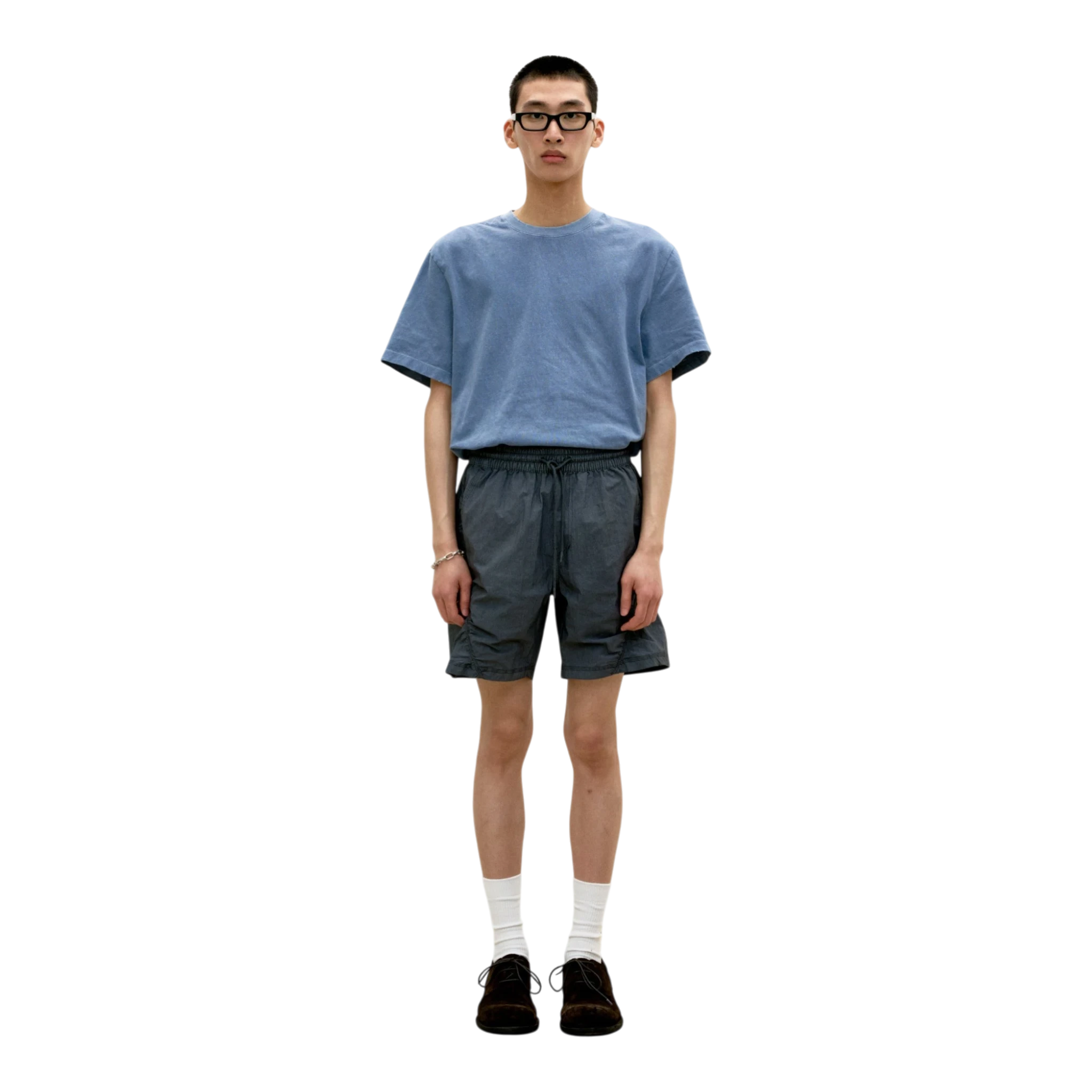 Coor Damaged Color Dyed Crop T-shirt - Washed Blue T-shirt COOR 