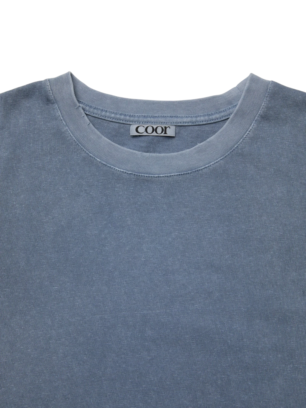 Coor Damaged Color Dyed Crop T-shirt - Washed Blue T-shirt COOR 