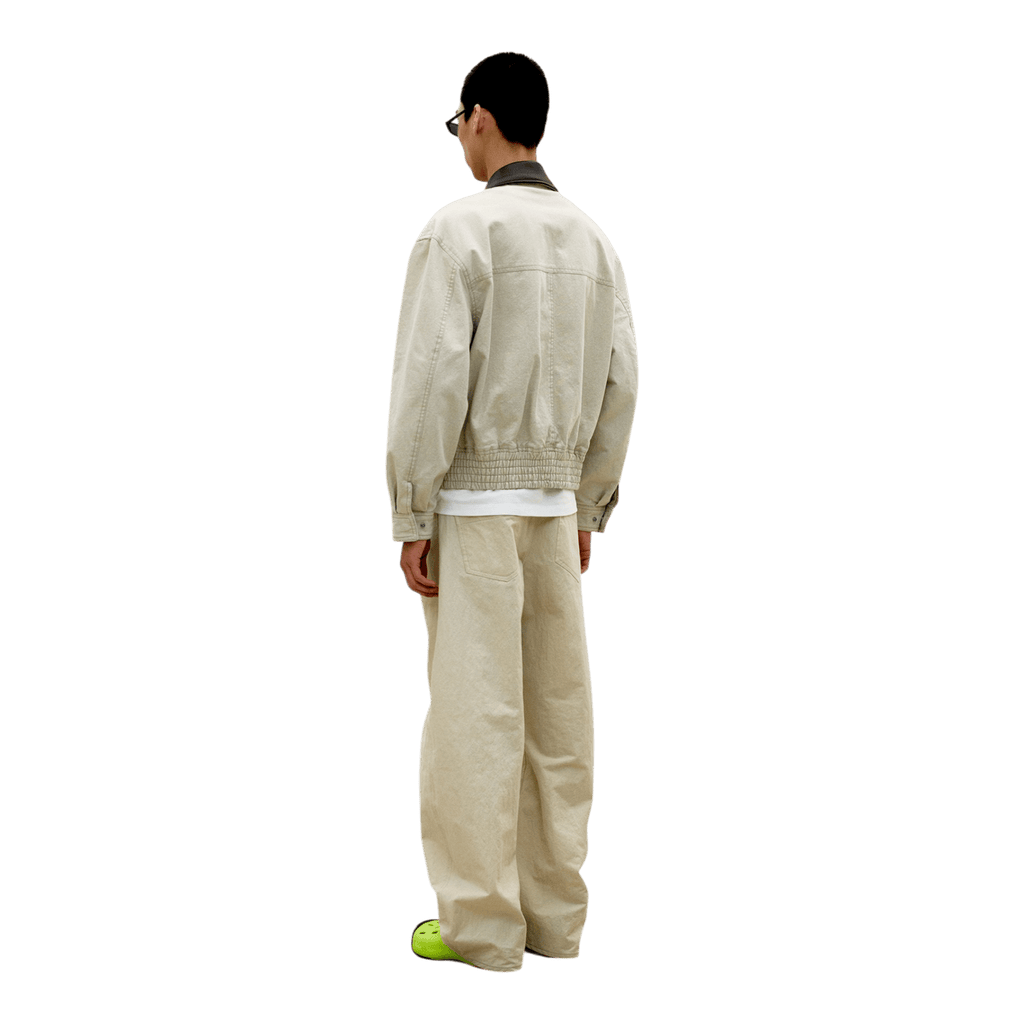 Coor Deep Curved Cotton Blend Pants - Beige Pants COOR 