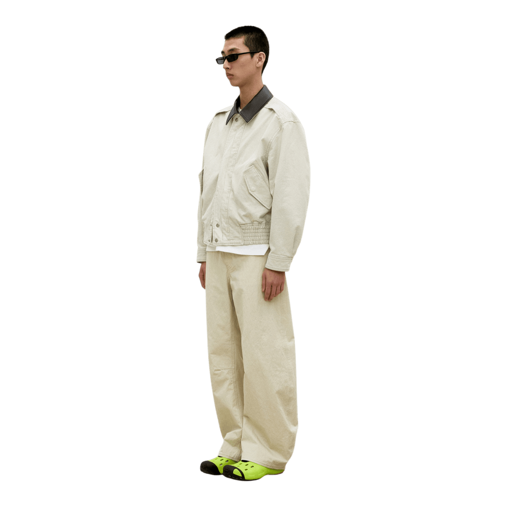 Coor Deep Curved Cotton Blend Pants - Beige Pants COOR 