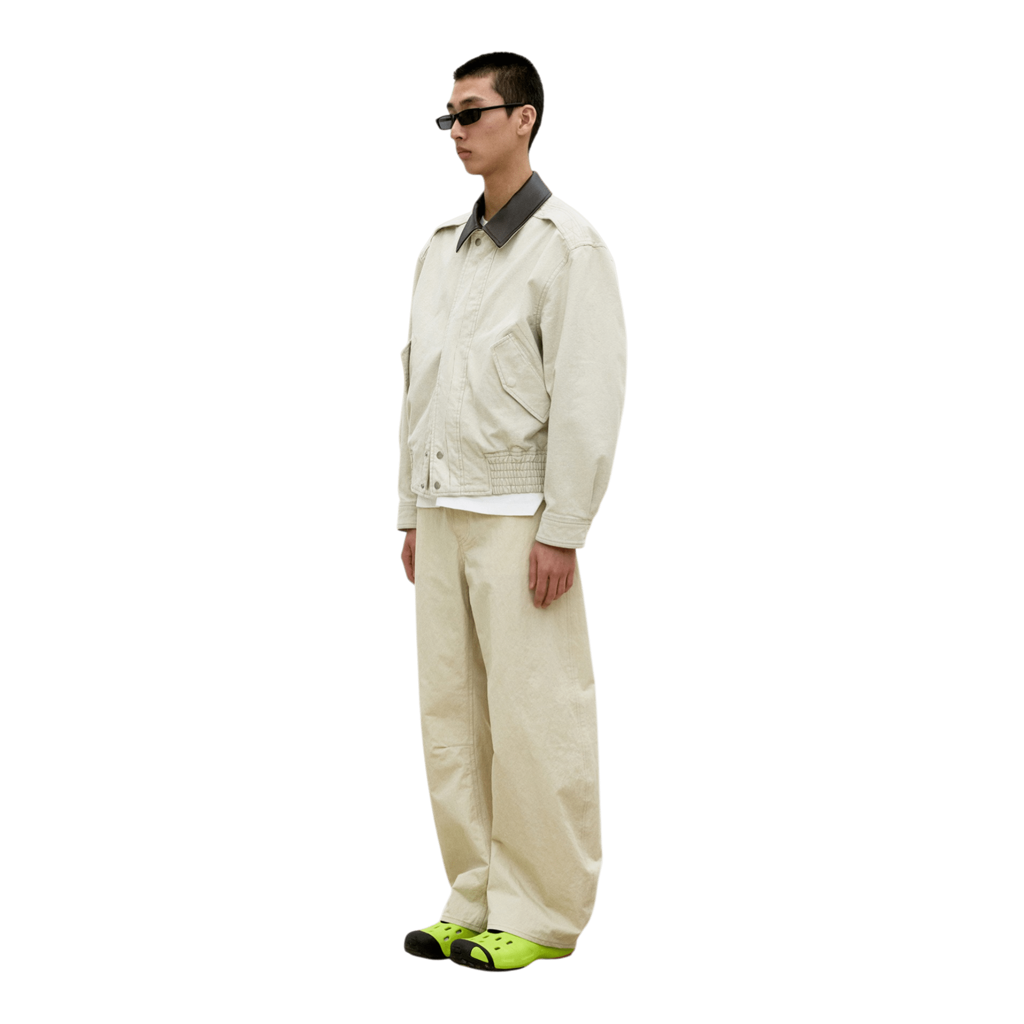Coor Deep Curved Cotton Blend Pants - Beige Pants COOR 