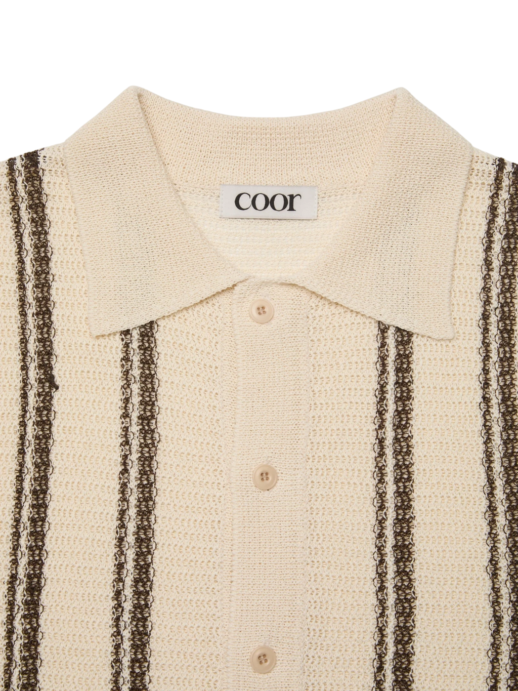 Coor Double Pin Striped Half Cardigan - Ivory Cardigan COOR 