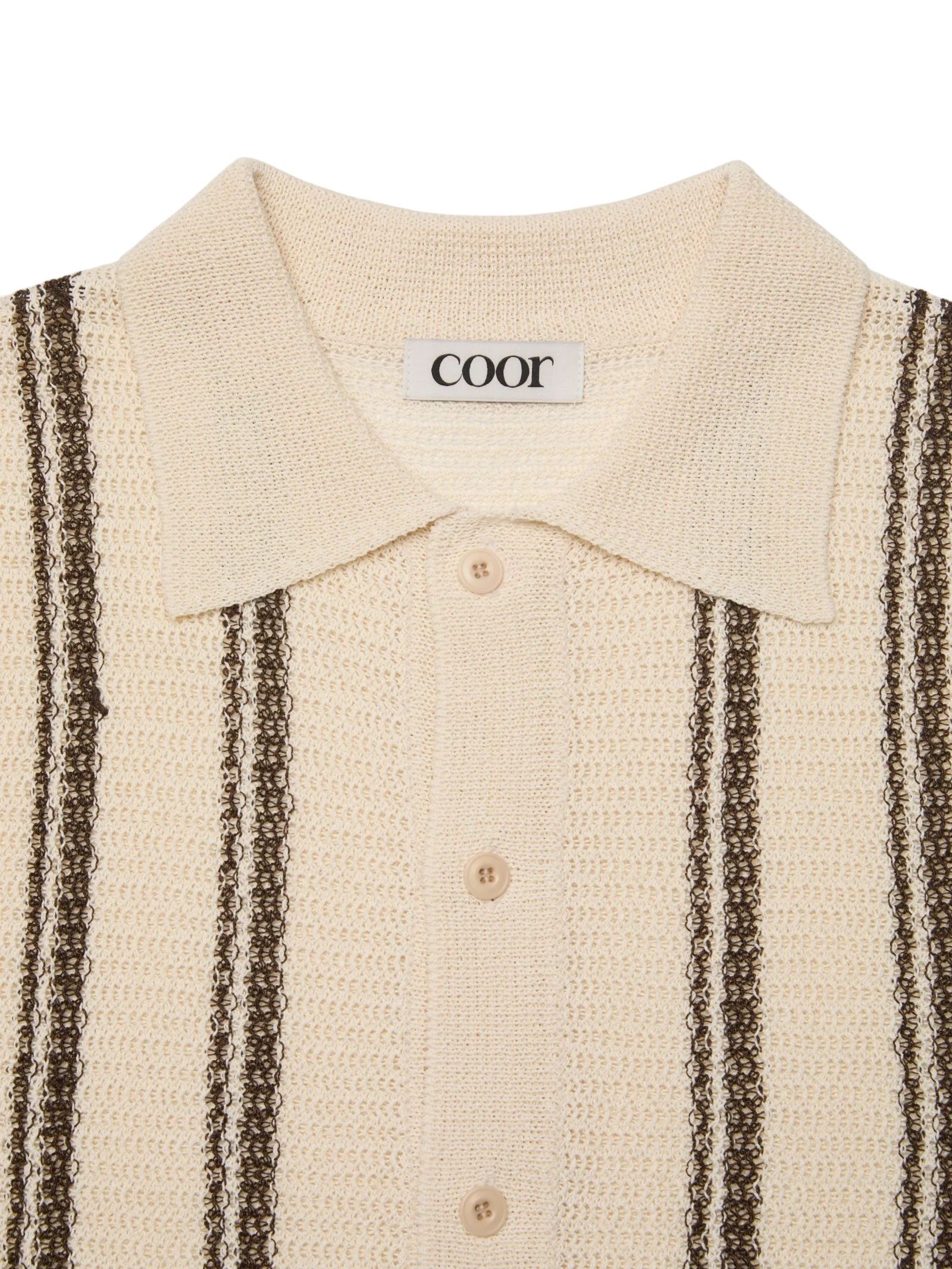 Coor Double Pin Striped Half Cardigan - Ivory Cardigan COOR 
