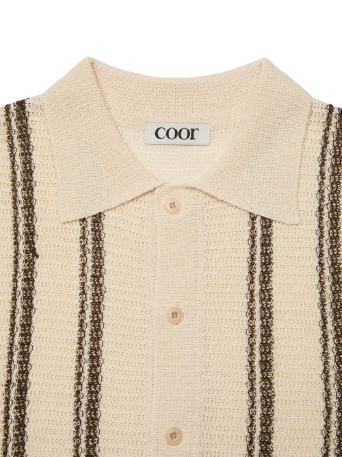 COOR - Double Pin Striped Half Cardigan - Ivory – Dapper