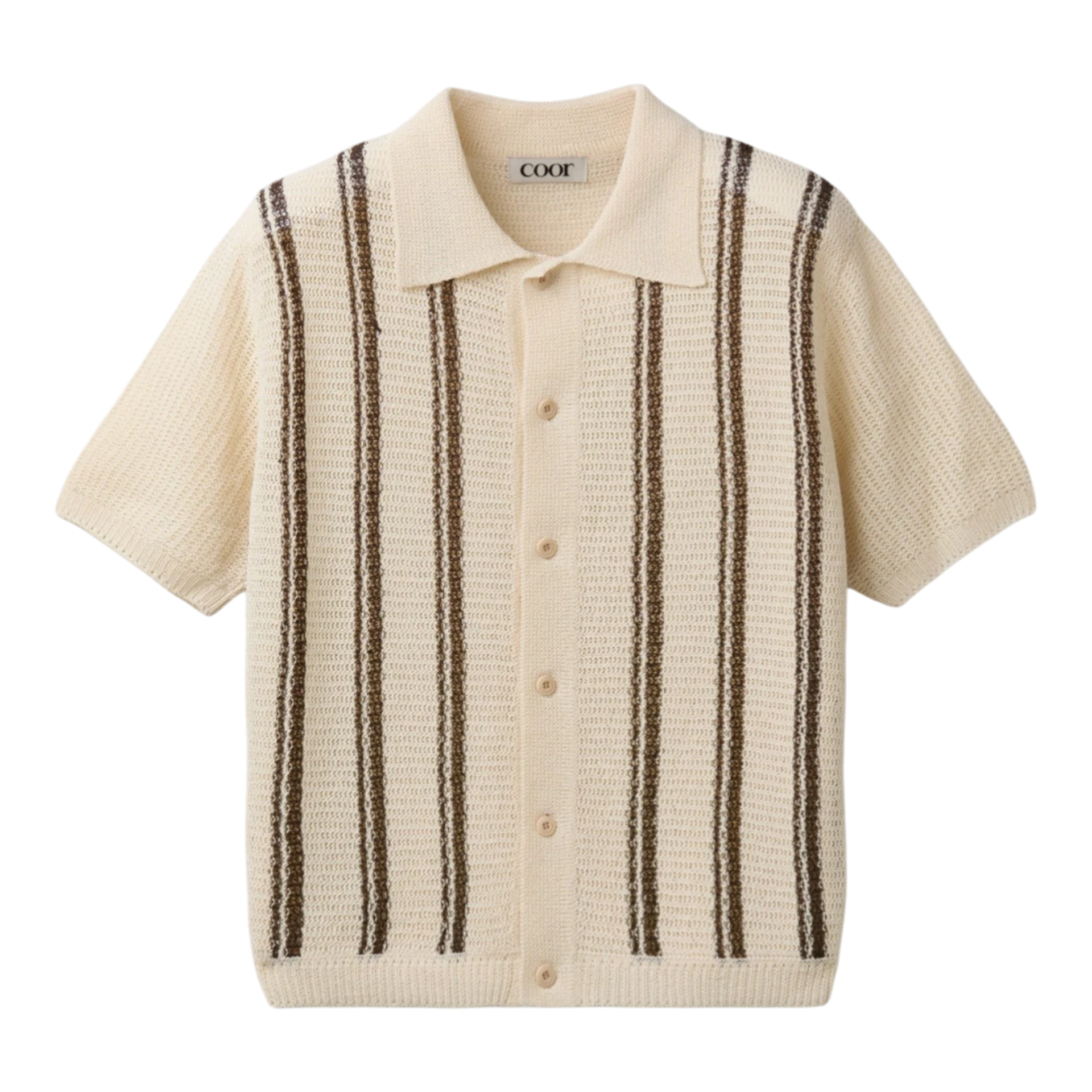 【COOR】DOUBLE PIN STRIPED HARF CARDIGAN M COOR - Double Pin Striped Half Cardigan - Ivory – Dapper
