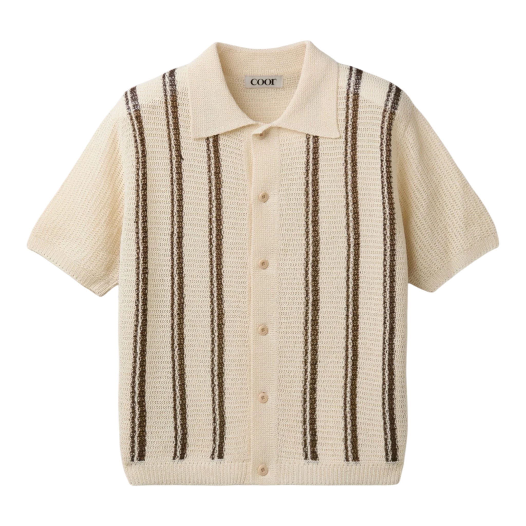Coor Double Pin Striped Half Cardigan - Ivory Cardigan COOR 