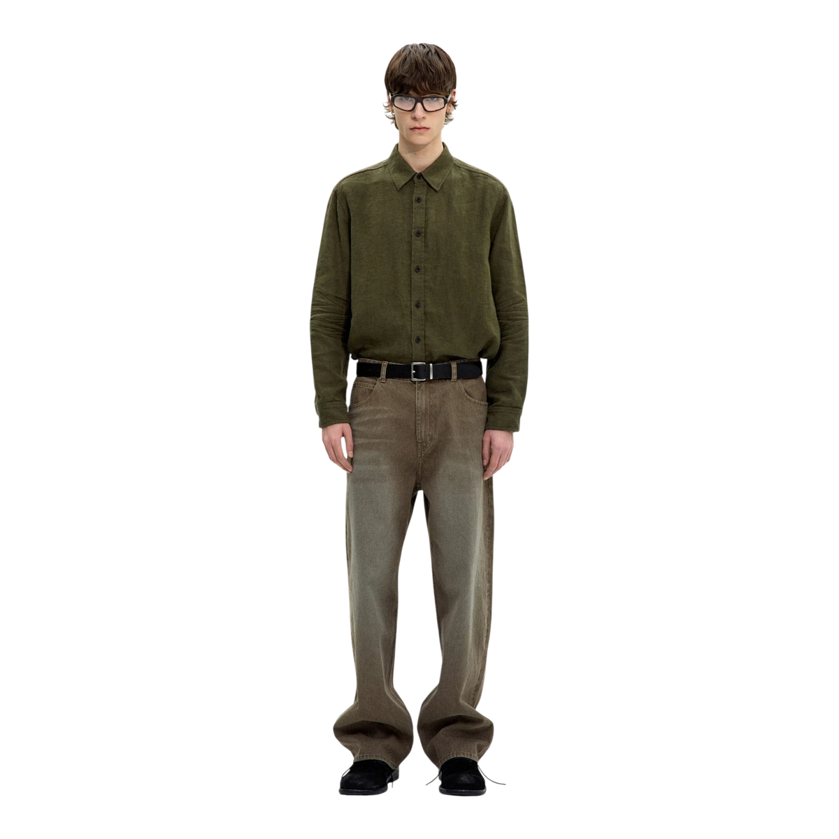 Coor Embossed Pointed Linen Textured Shirt - Washed Khaki Skjorte COOR 