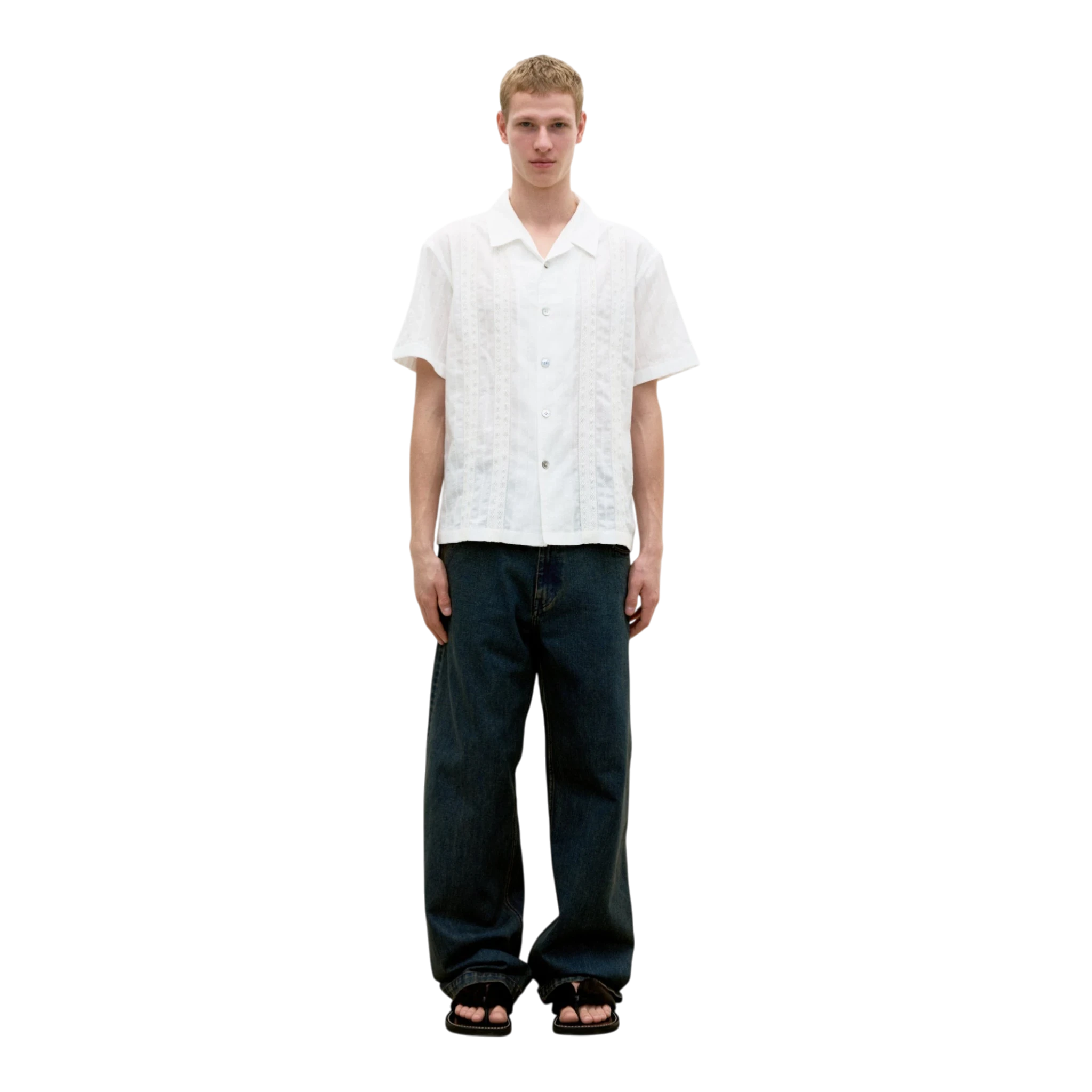 Coor Guayabera Tape Half Shirt - White Shirt COOR 