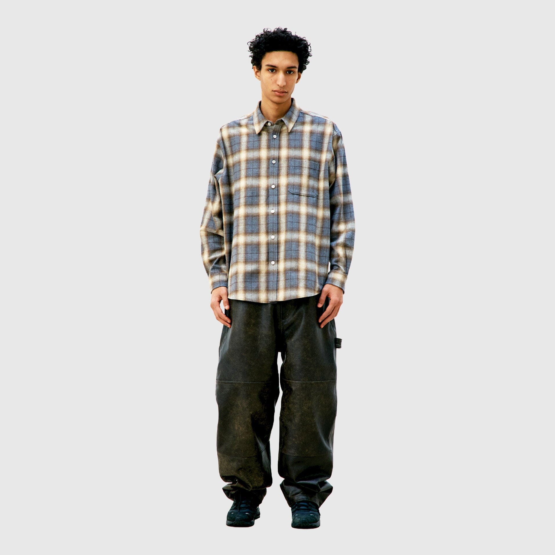 COOR Ombre Flannel One Pocket Checkered Shirt - Check Brown Shirt COOR 