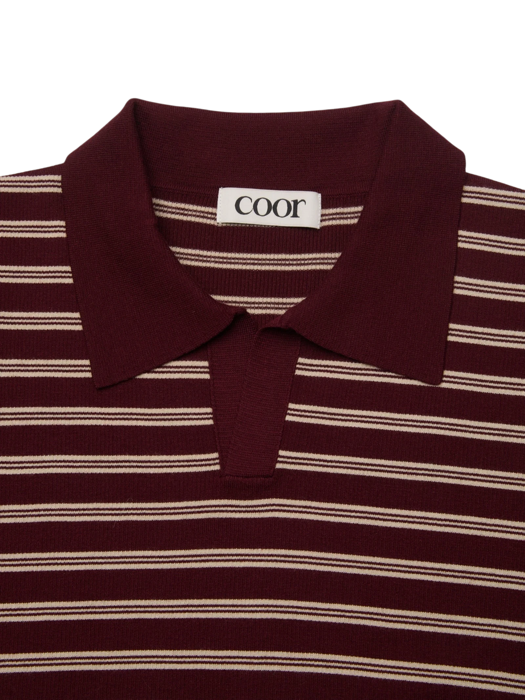 Coor Open-Collar Stripe Sweater - Burgundy Sweater COOR 