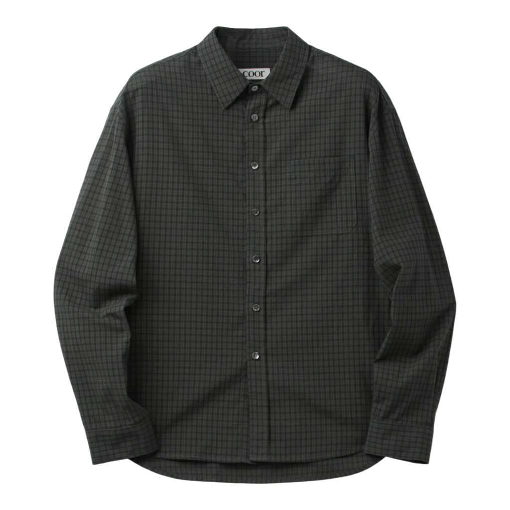 Coor - Seersucker Check Shirt - Green Skjorte COOR 