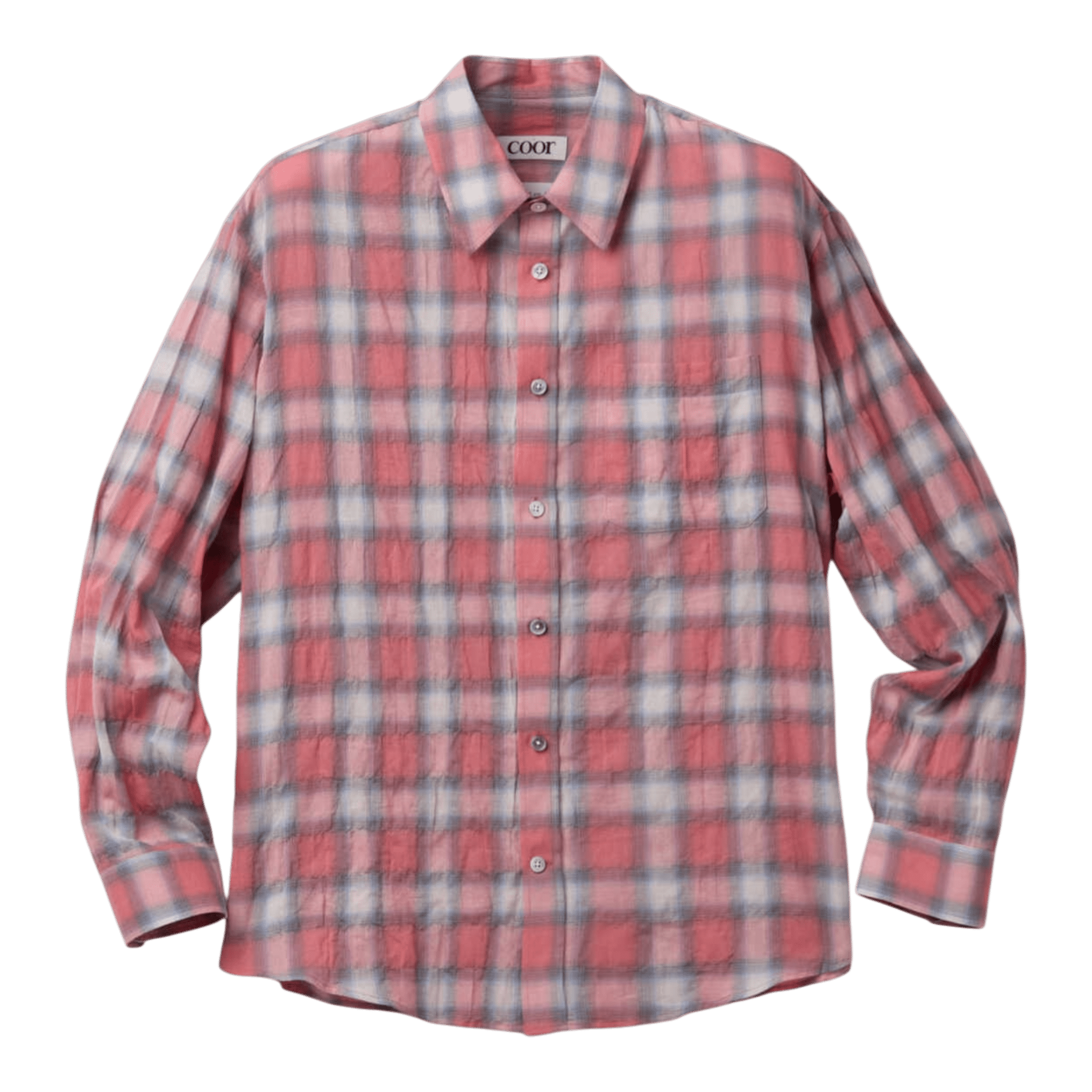 Coor Seersucker Ombre Checkered Shirt - Pink Check Shirt COOR 