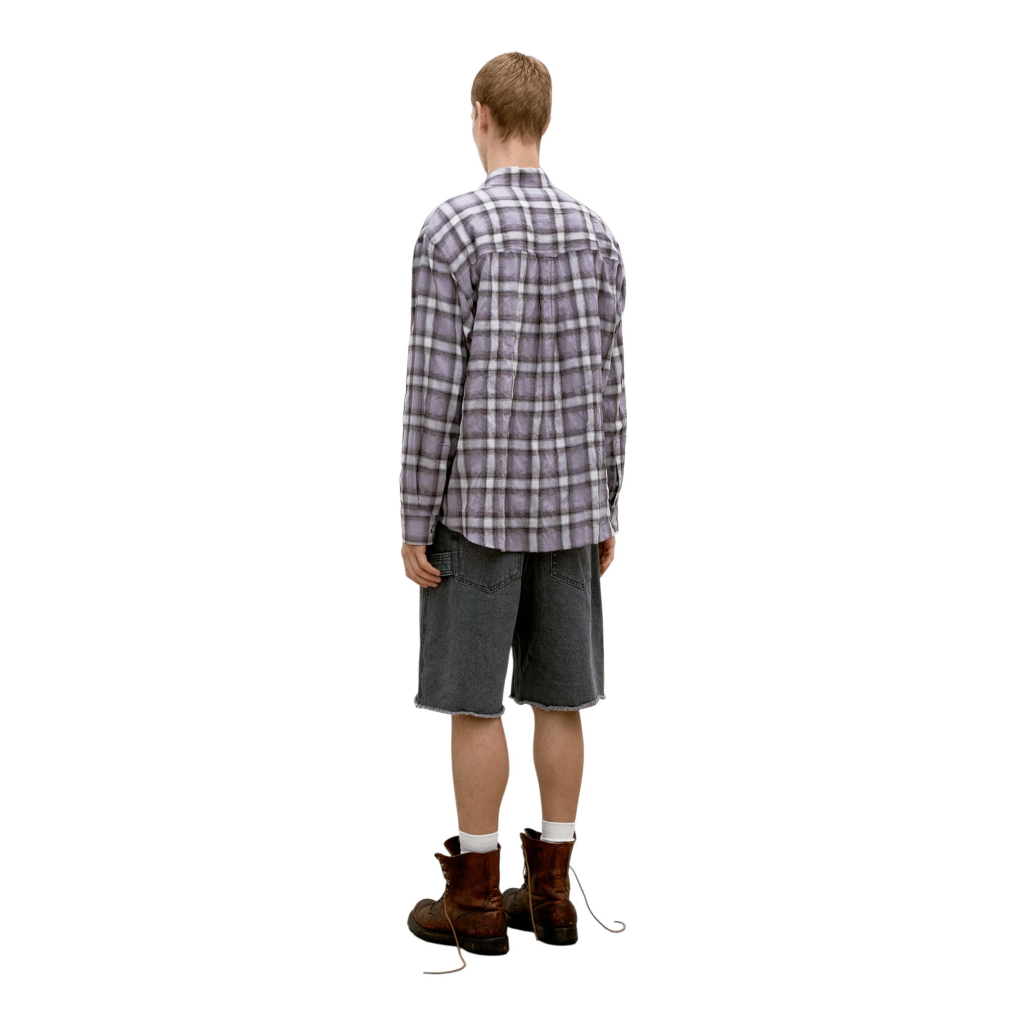 Coor Seersucker Ombre Checkered Shirt - Purple Shirt COOR 