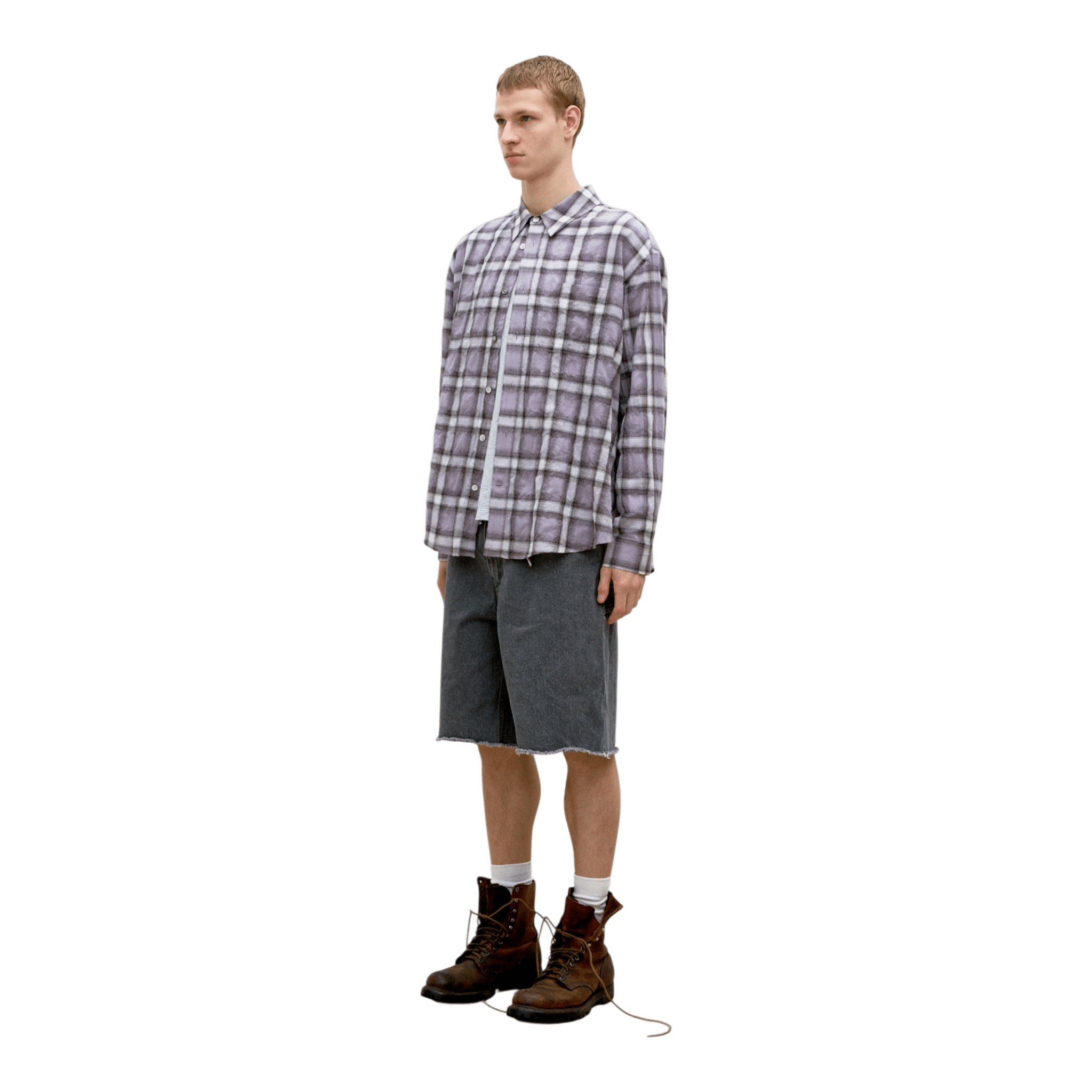 Coor Seersucker Ombre Checkered Shirt - Purple Shirt COOR 