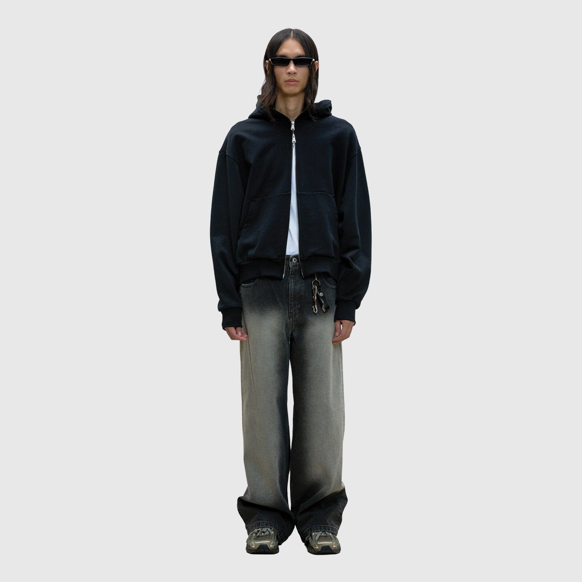 COOR Stone Brushed Semi Wide Jeans - Washed Charcoal Pants COOR 