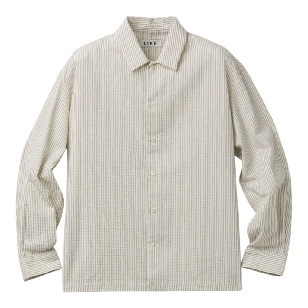 Coor Stripe Cotton Lounge Shirt - Ivory Shirt COOR 