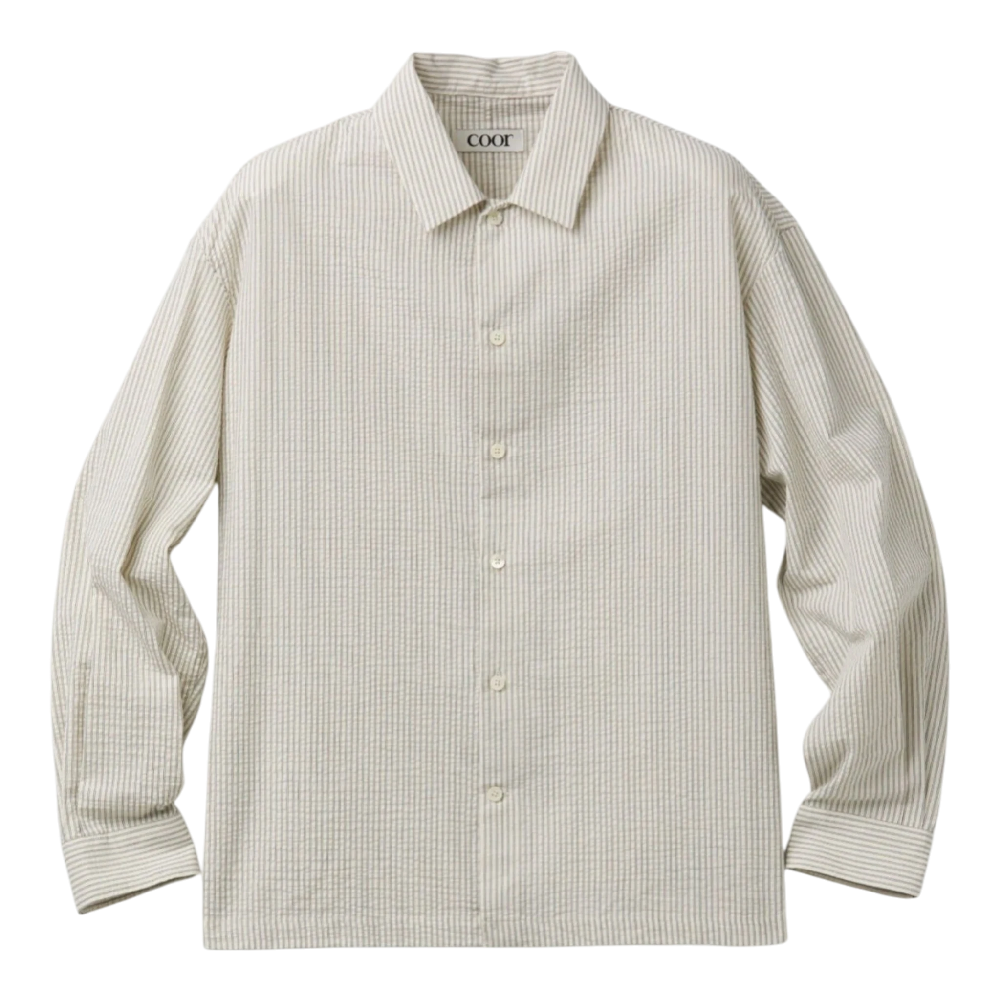 Coor Stripe Cotton Lounge Shirt - Ivory Shirt COOR 