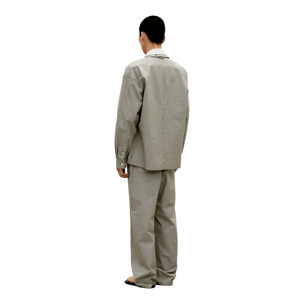 Coor Stripe Cotton Lounge Shirt - Khaki Shirt COOR 