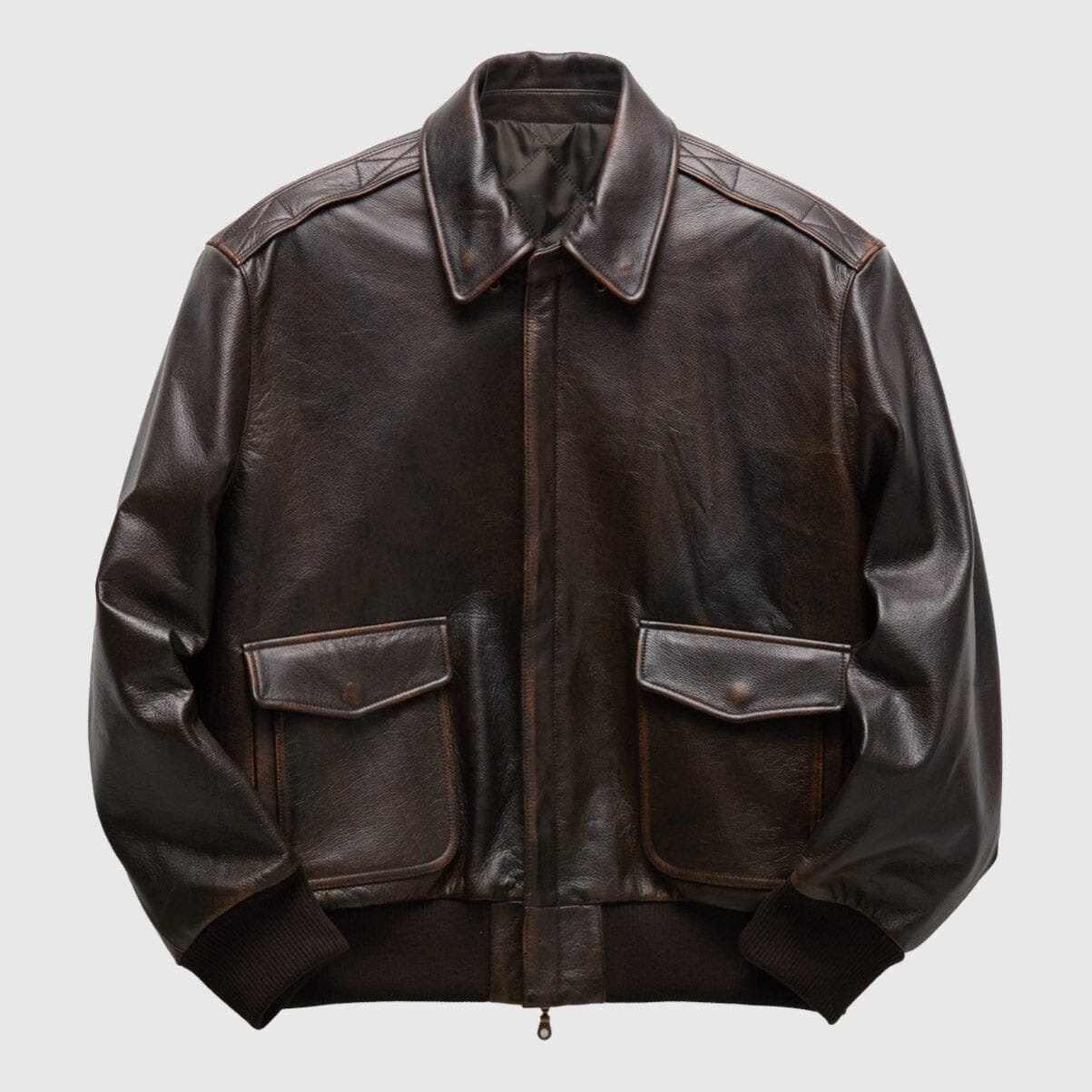 COOR Vintage Cow Skin A-2 Leather Jacket - Dark Brown Jacket COOR 