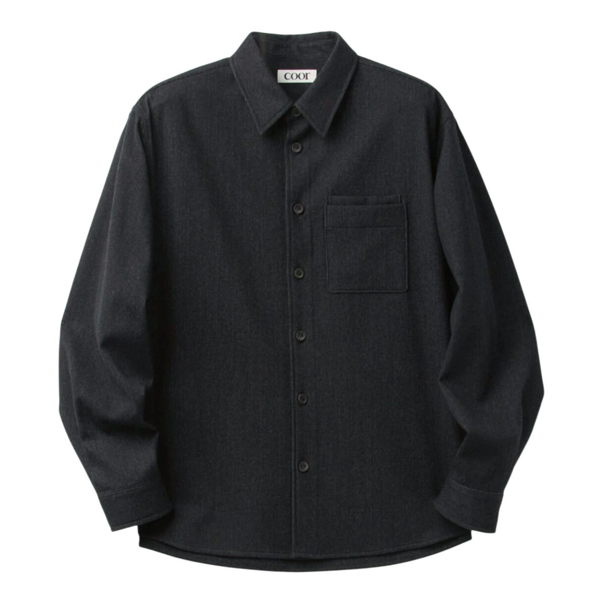 Coor Wool Blend Rib Textured Shirt - Black Skjorte COOR 