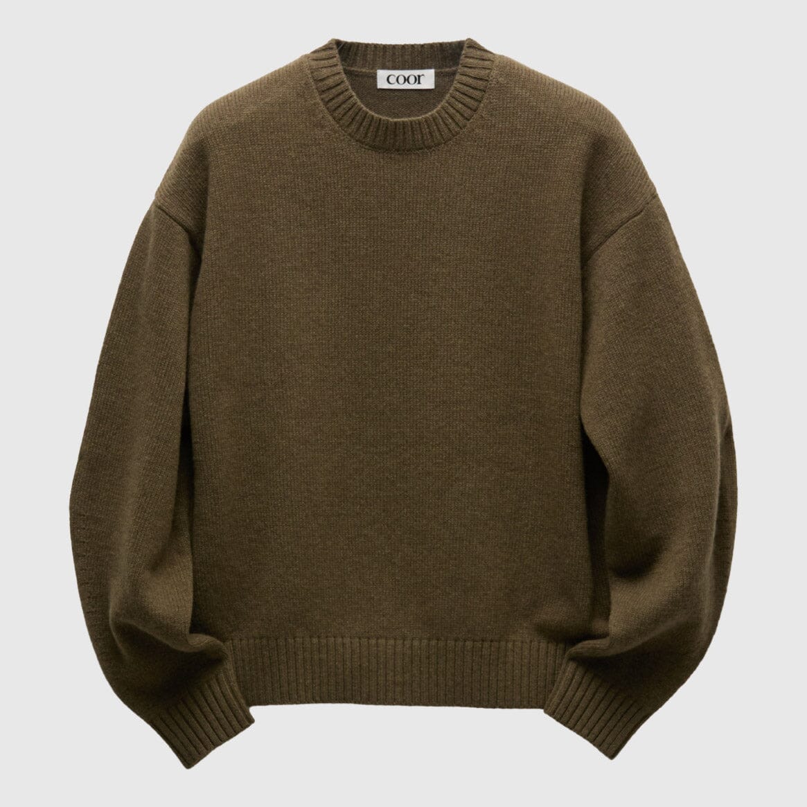 COOR Wool Cropped Crewneck Sweater - Kahki Sweater COOR 