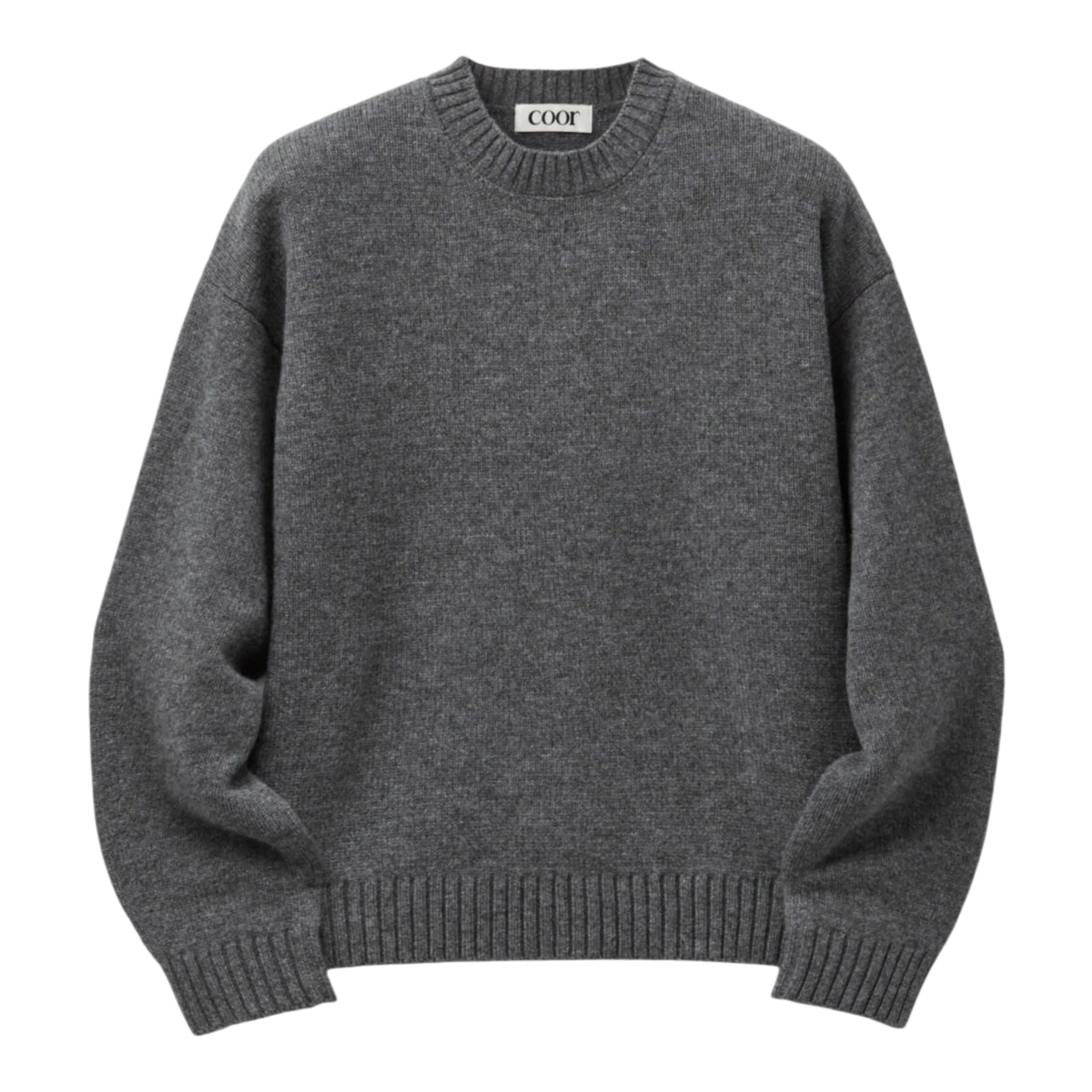 Coor - Wool Cropped Crewneck Sweater - Melange Grey Genser COOR 