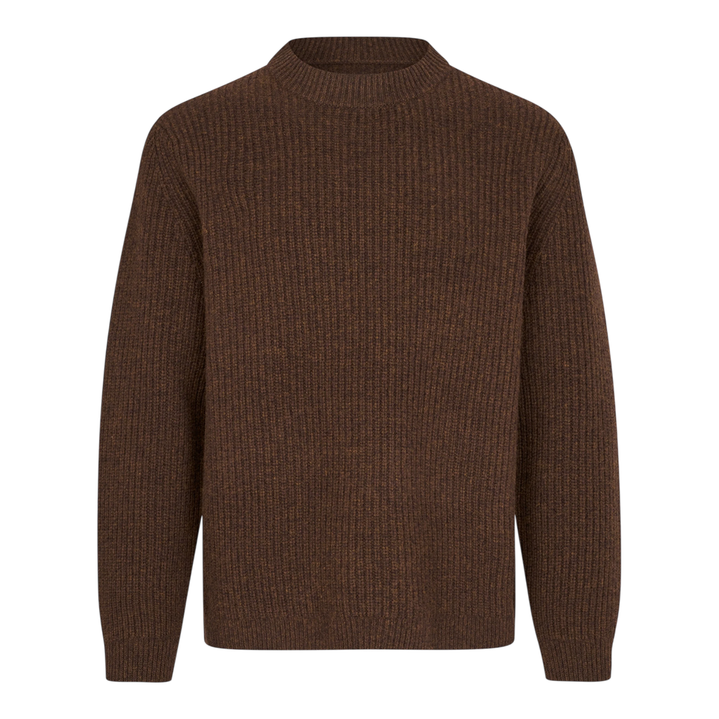 Garment Project - Boxy Wool Knit - Brown Melange Genser Garment Project 