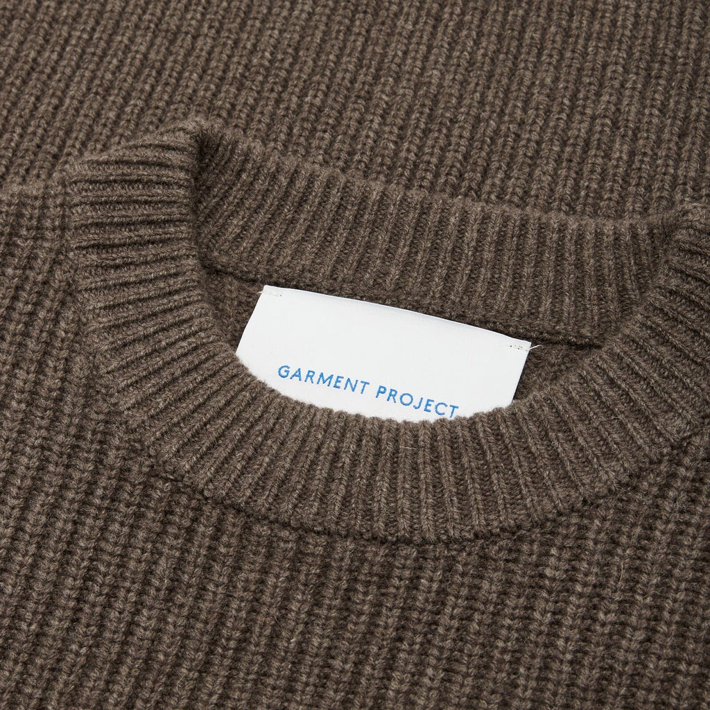 Garment Project - Boxy Wool Knit - Dark Taupe Melange Genser Garment Project 