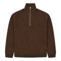 Garment Project - Half Zip Wool Knit - Brown Melange Genser Garment Project 