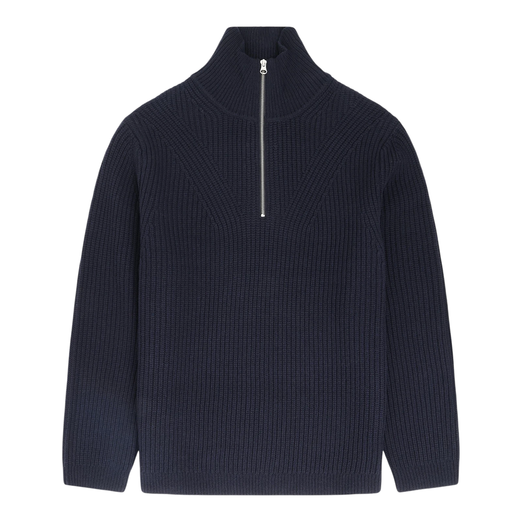 Garment Project - Half Zip Wool Knit - Navy Genser Garment Project 