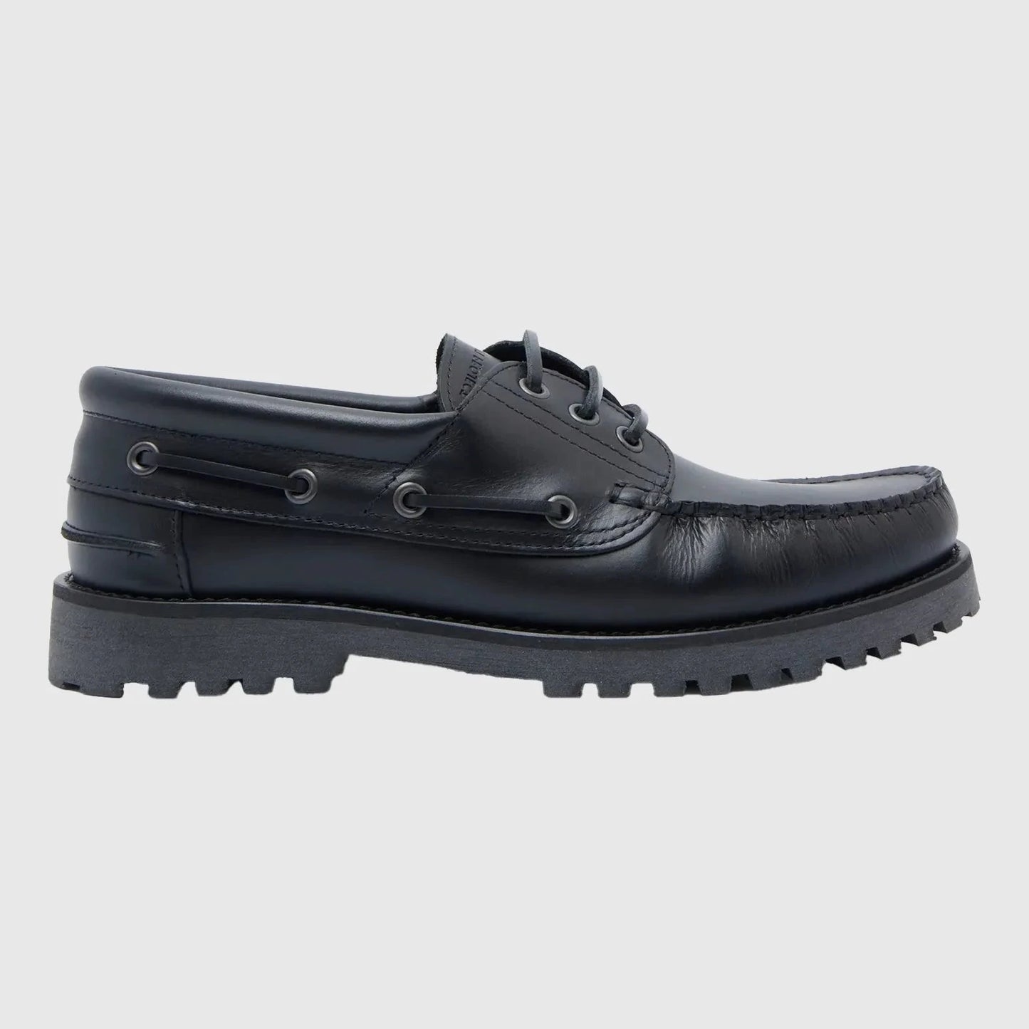 Garment Project Ollie Boat Shoe Black Leather