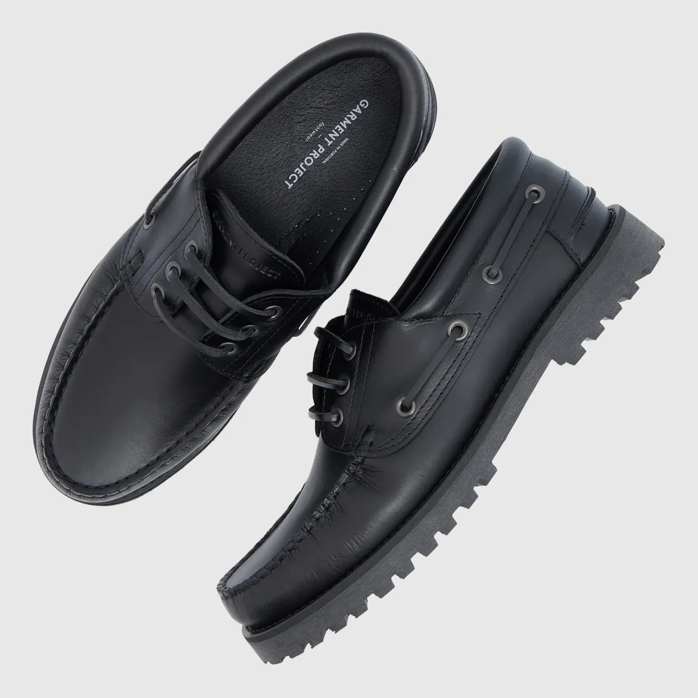 Garment Project Ollie Boat Shoe - Black Leather Shoes Garment Project 
