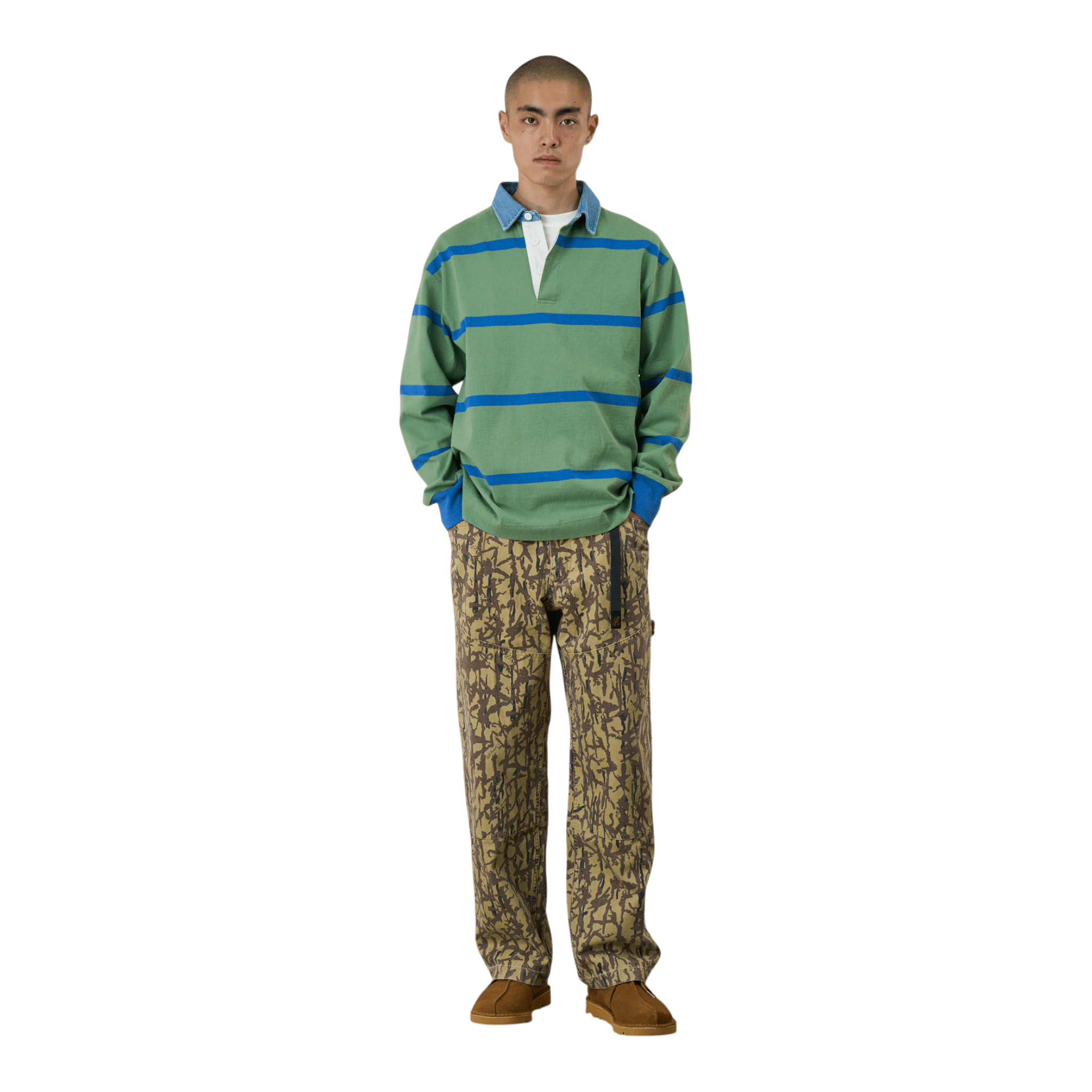Gramicci Langdon Rugby Shirt - Olive/Blue Shirt Gramicci 