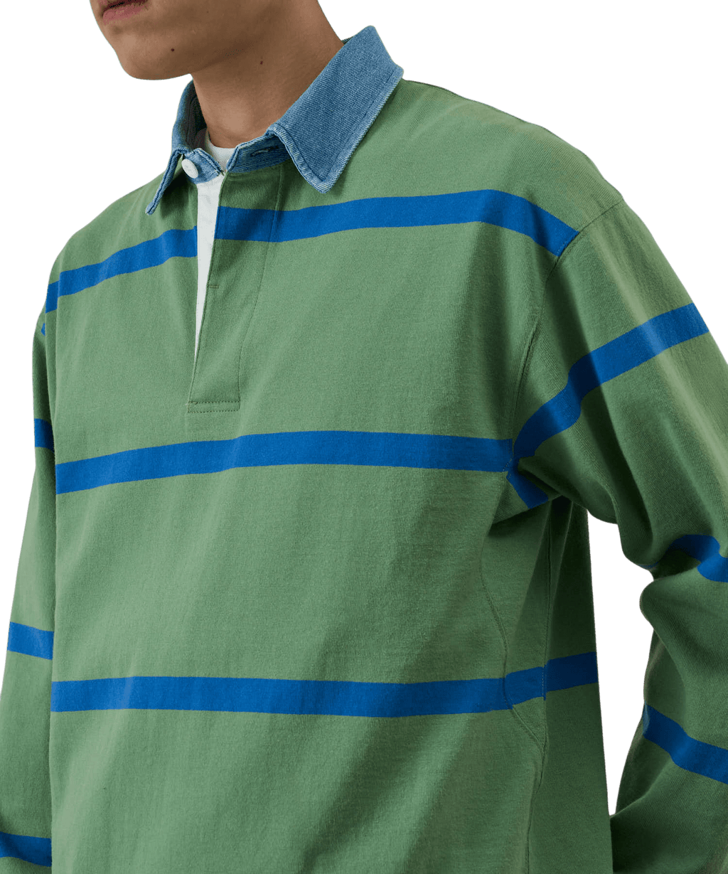 Gramicci Langdon Rugby Shirt - Olive/Blue Shirt Gramicci 
