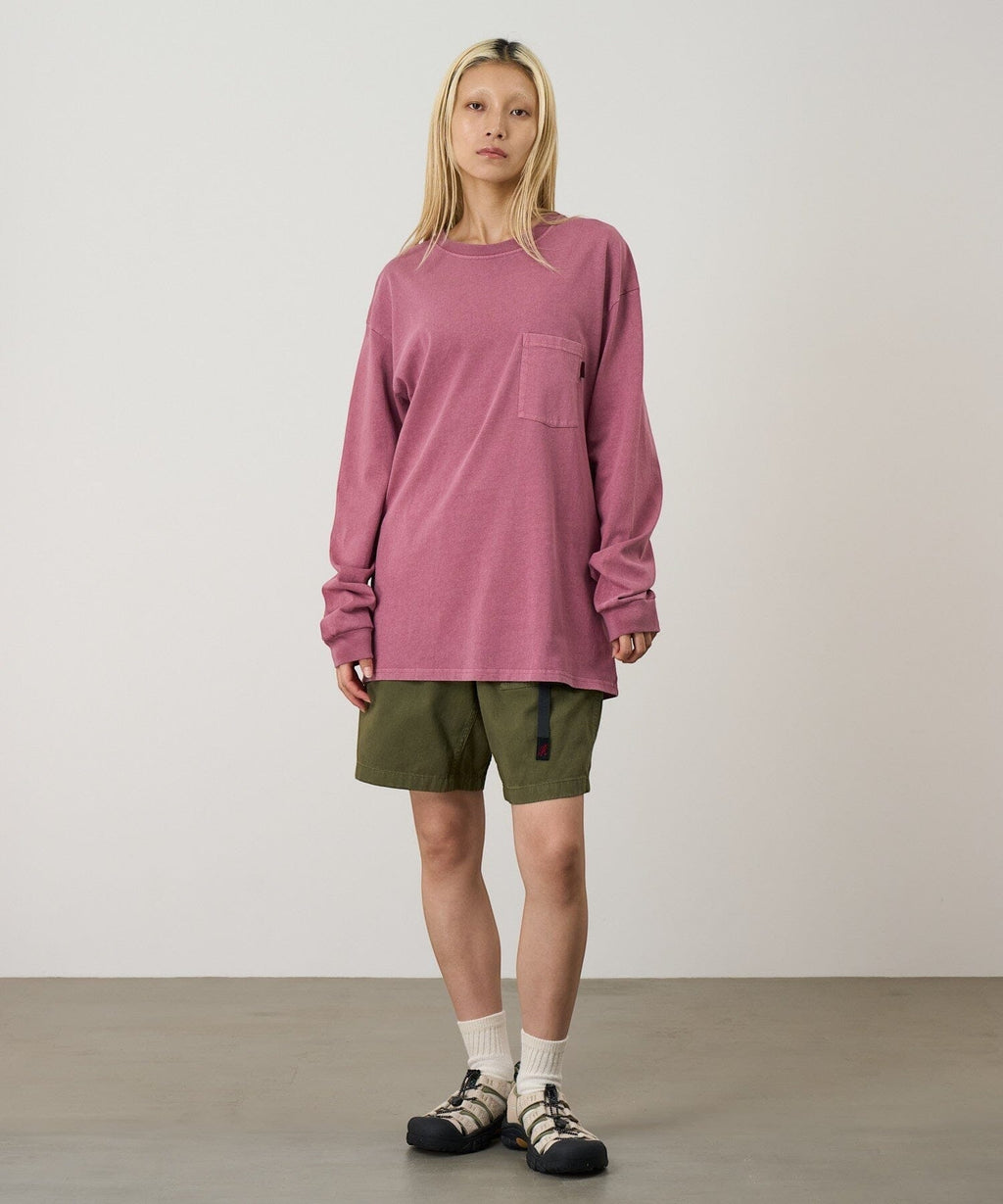 Gramicci Tee L/S Pocket Pigment Dyed - Red Pigment Longsleeve Gramicci 