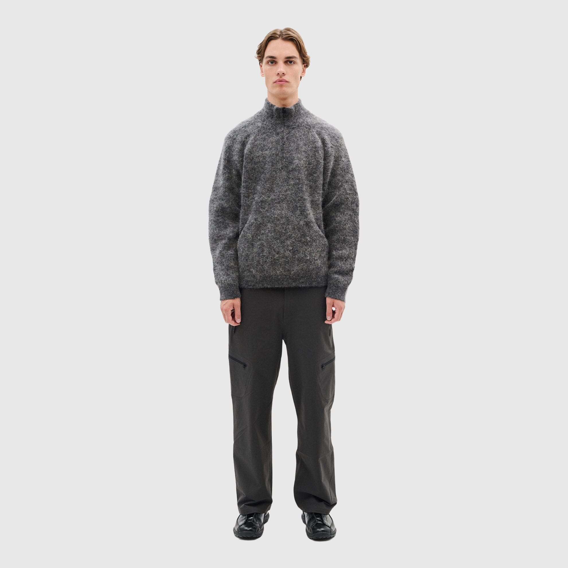 Hiking Patrol Essence Mohair Mixed Knit Top - Dk Grey Knitwear Hiking Patrol 