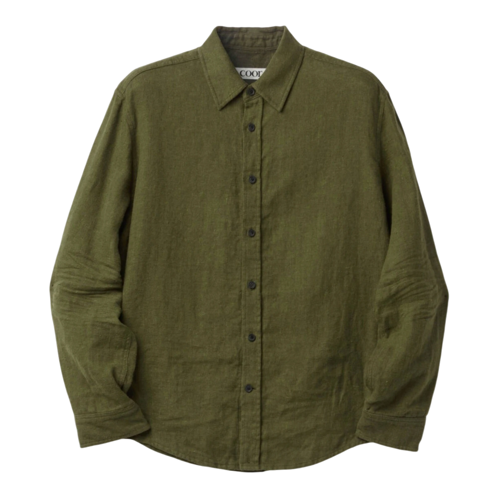 Coor - Embossed Pointed Linen Textured Shirt - Washed Khaki main product image