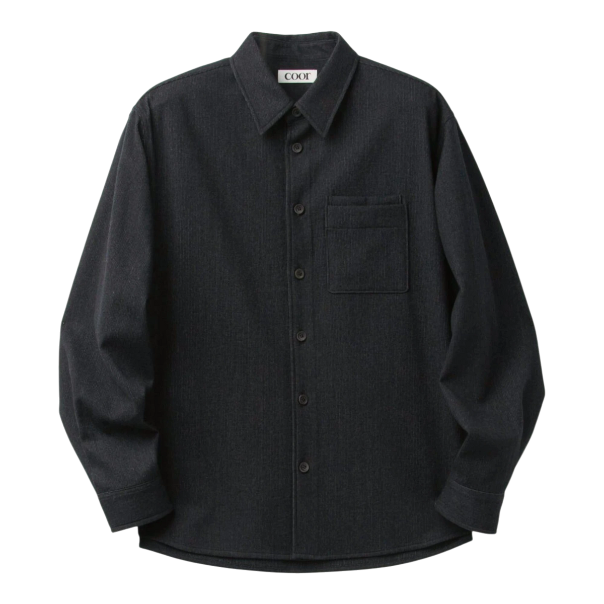 Coor - Wool Blend Rib Textured Shirt - Black main product image