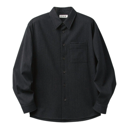 Coor - Wool Blend Rib Textured Shirt - Black main product image