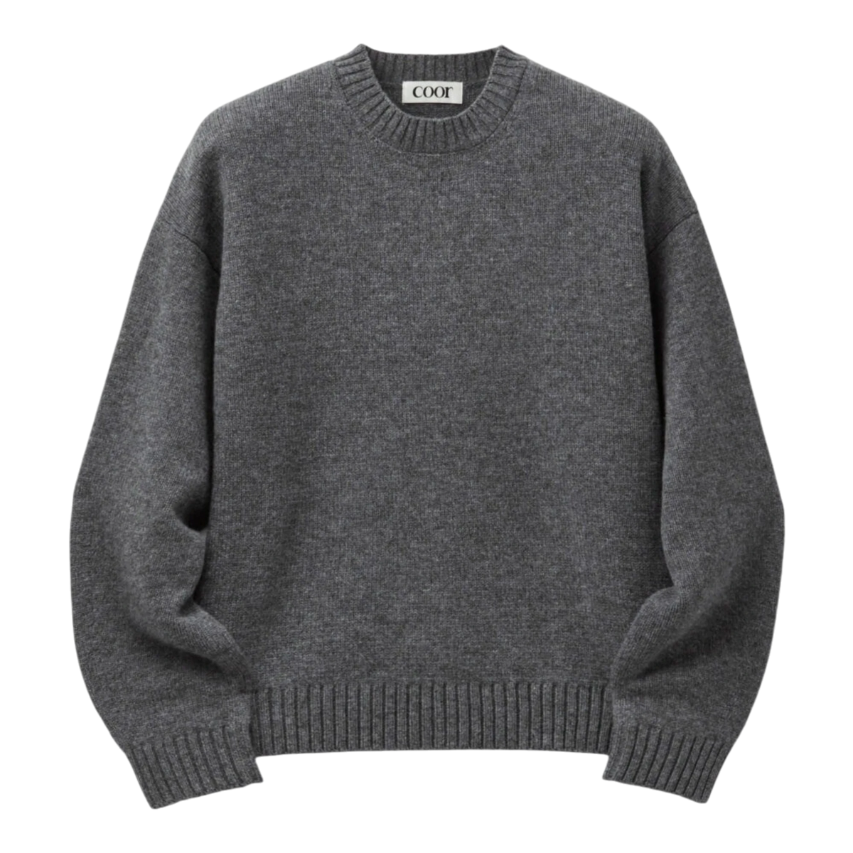 Coor - Wool Cropped Crewneck Sweater - Melange Grey main product image