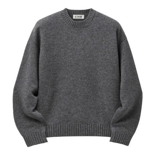 Coor - Wool Cropped Crewneck Sweater - Melange Grey main product image