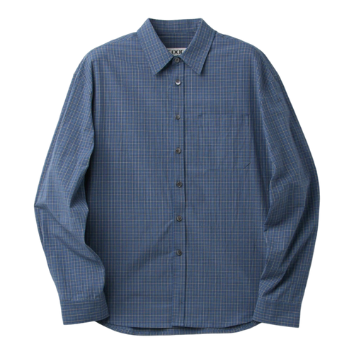 Coor - Windowpane Check Shirt - Blue Grey main product image