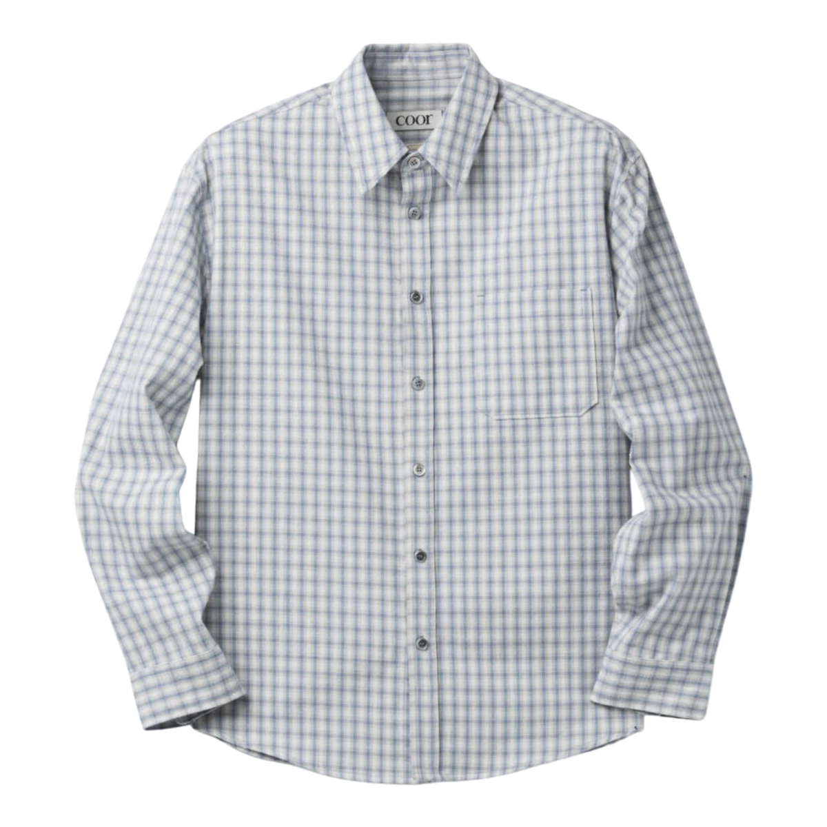Coor - Cotton Blue Tartan Check Shirt - Light Blue main product image