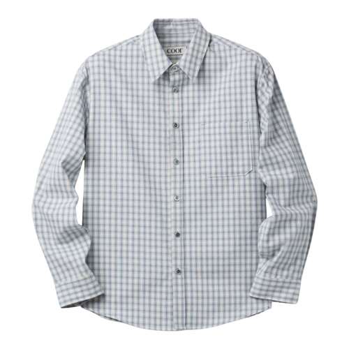 Coor - Cotton Blue Tartan Check Shirt - Light Blue main product image