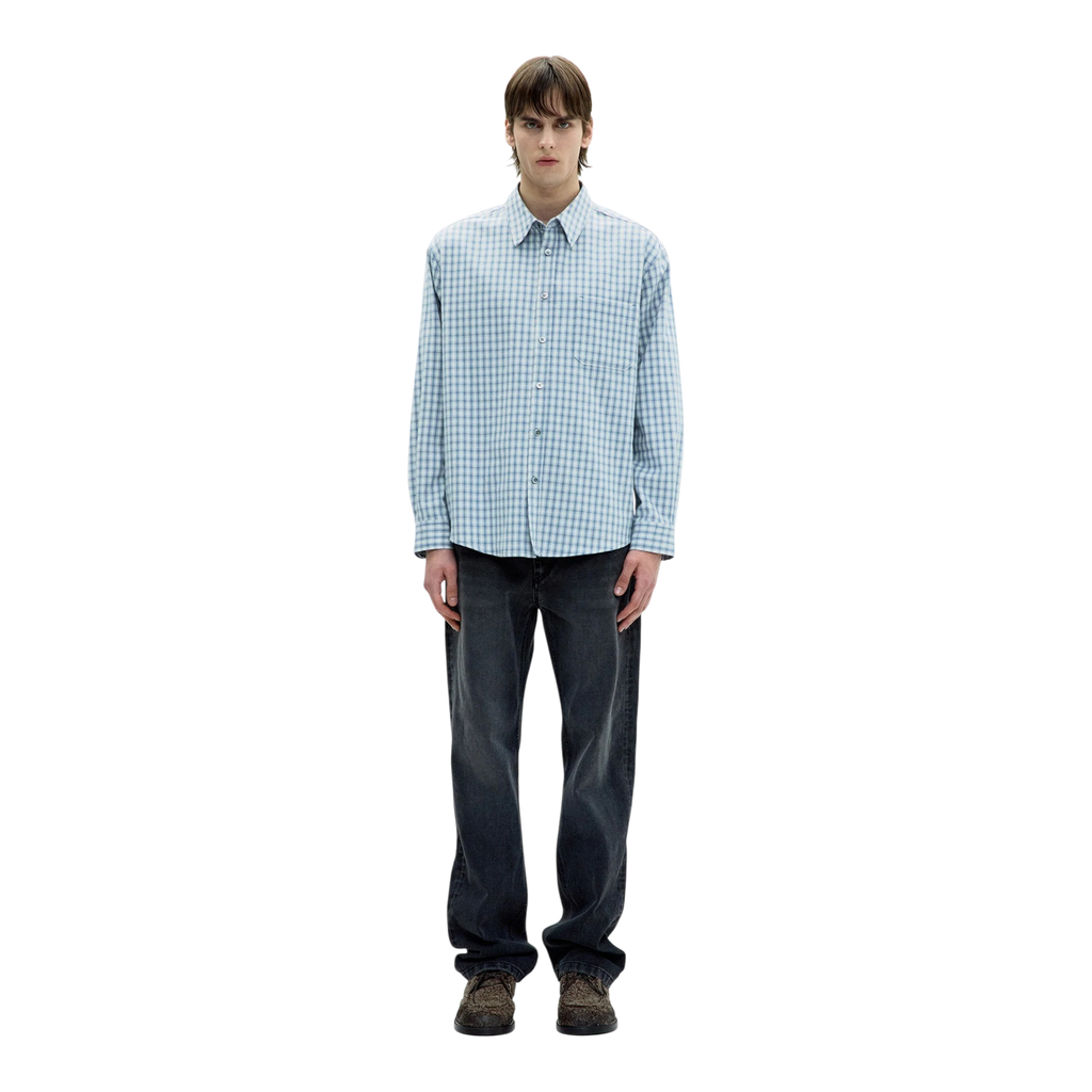 Coor - Cotton Blue Tartan Check Shirt - Light Blue lifestyle product image